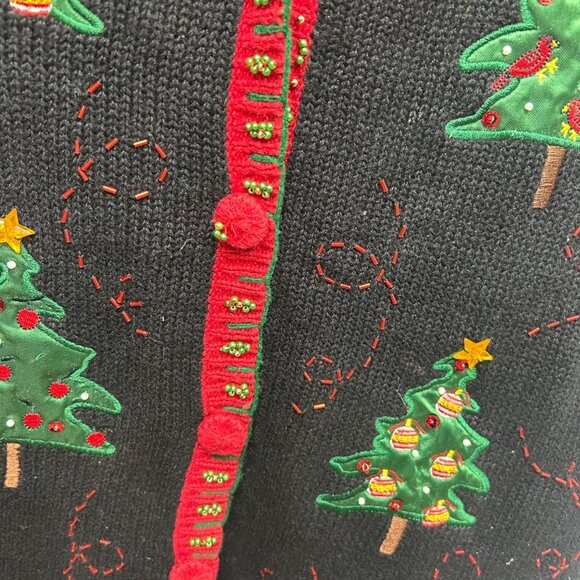 Basic Editions Holiday Sweater Vest 3X Christmas Tree Embroidered Black & Red - Picture 5 of 11